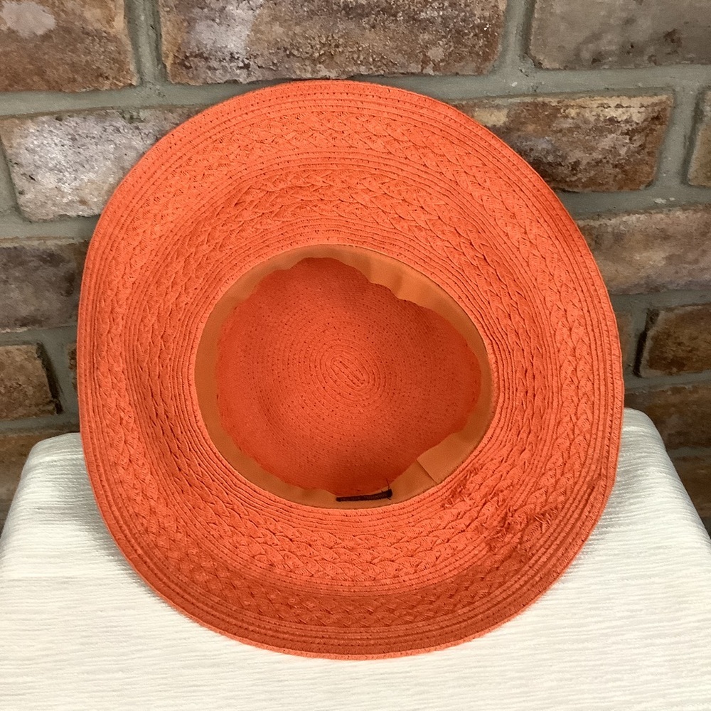 BIJOUX TERNER Floppy Orange Straw Sun Hat - Picture 8 of 9